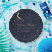 Midnight Blue Moon Stars Quinceanera Pappteller (Party)