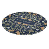 Midnight Blue Orange Blossoms Pattern Schneidebrett (Ecke)