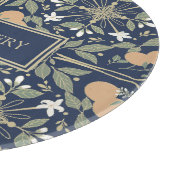 Midnight Blue Orange Blossoms Pattern Schneidebrett (Ecke)