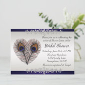 Midnight Blue Peacock Brautparty Einladung (Stehend Vorderseite)