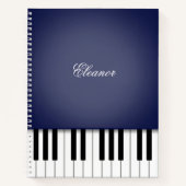 Midnight Blue Piano Music Keyboard Custom Notizblock (Vorderseite)
