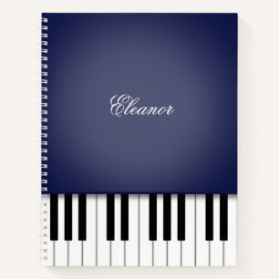 Midnight Blue Piano Music Keyboard Custom Notizblock