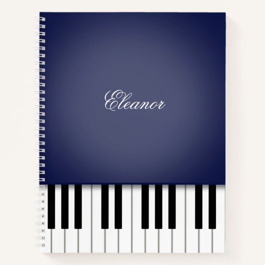 Midnight Blue Piano Music Keyboard Custom Notizblock (Vorderseite)