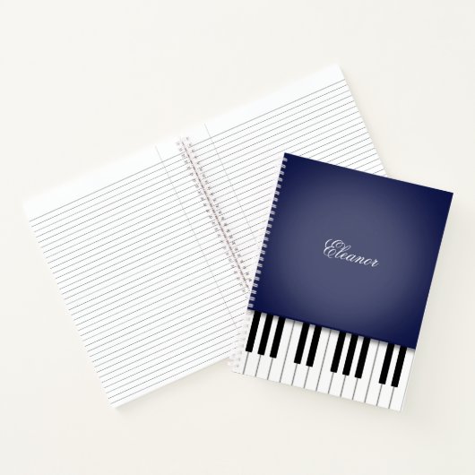 Midnight Blue Piano Music Keyboard Custom Notizblock (Innenseite)