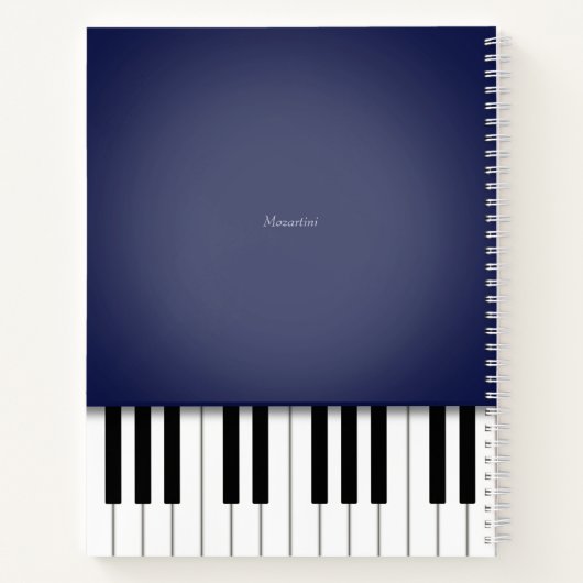 Midnight Blue Piano Music Keyboard Custom Notizblock (Rückseite)