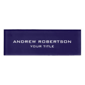 Midnight Blue Plain Elegant Minimalist Simple Namenschild (Vorderseite)