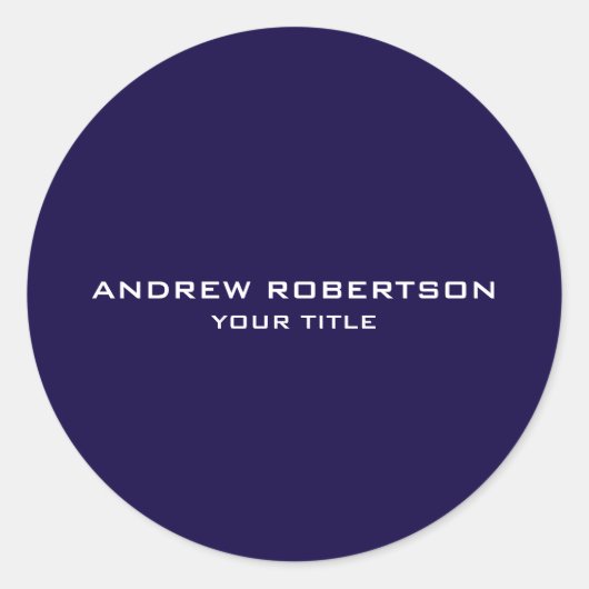 Midnight Blue Plain Elegant Minimalist Simple Runder Aufkleber (Vorderseite)