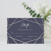 Midnight Blue Silver Geometric | Bat Mitzvah UAWG RSVP Karte (Stehend Vorderseite)