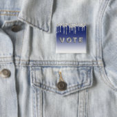 Midnight Blue Silver Glitter Drip Graphic Vote Button (Beispiel)