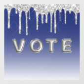 Midnight Blue Silver Glitter Drip Graphic Vote Fensteraufkleber (Blatt)