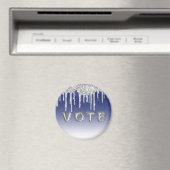 Midnight Blue Silver Glitter Drip Graphic Vote Magnet (In Situ (Geschirrspüler))