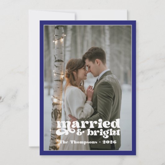 Midnight Blue & Silver Newlyweds Weihnachten (Vorderseite)