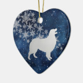 Midnight Blue Silver Snowflake Australian Shepherd Keramik Ornament (Links)