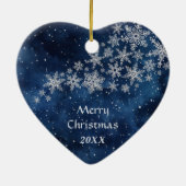 Midnight Blue Silver Snowflake Golden Retriever Keramik Ornament (Hinten)