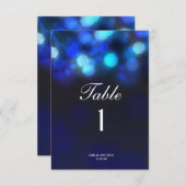 Midnight Blue Sky Bokeh Wedding Tischnummern Card (Vorne/Hinten)