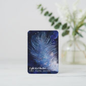 *~* Midnight Blue Sky Türkis Feather Boho Visitenkarte (Stehend Vorderseite)