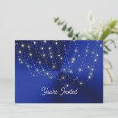 Midnight Blue Starlight Cascade Birthday Einladung (Stehend Vorderseite)