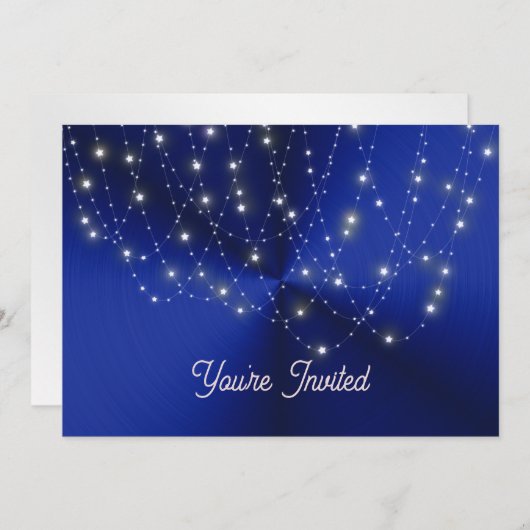 Midnight Blue Starlight Cascade Birthday Einladung (Vorne/Hinten)