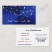 Midnight Blue Starlight Cascade Vote Reminder Visitenkarte (Vorne/Hinten)