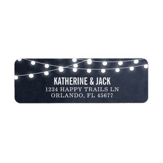 Midnight Blue String Lights Wedding Address Labels (Vorne)