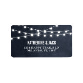 Midnight Blue String Lights Wedding Address Labels Adressaufkleber (Vorne)