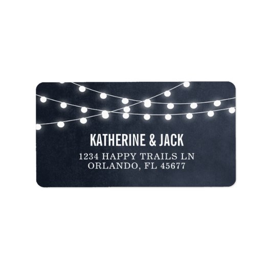 Midnight Blue String Lights Wedding Address Labels Adressaufkleber (Vorne)