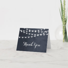 Midnight Blue String Lights Wedding Danke Card