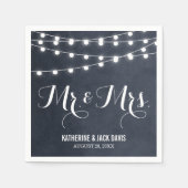 Midnight Blue String Lights Wedgram Serviette (Vorderseite)