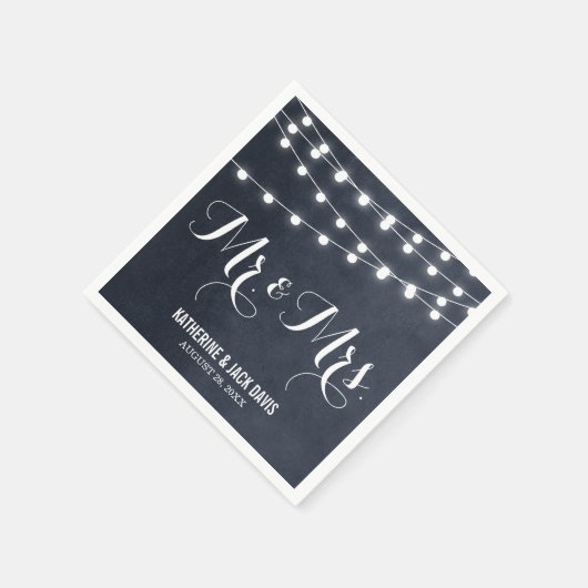 Midnight Blue String Lights Wedgram Serviette (Ecke)