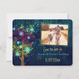 Midnight Blue Tree Wedding Foto Save the Date