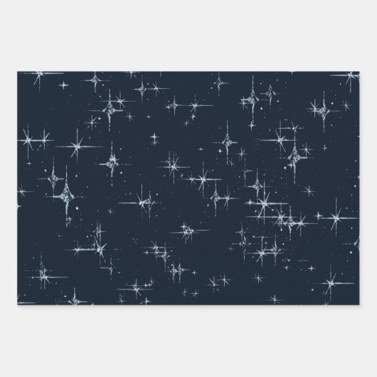 Midnight Blue Twinkle Star Geschenkpapier Set (Vorderseite 2)