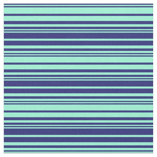 Midnight Blue und Aquamarine Lines Stoff (Nahaufnahme)