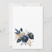 Midnight Blue und Gold Blume Wedding Einladung (Rückseite)