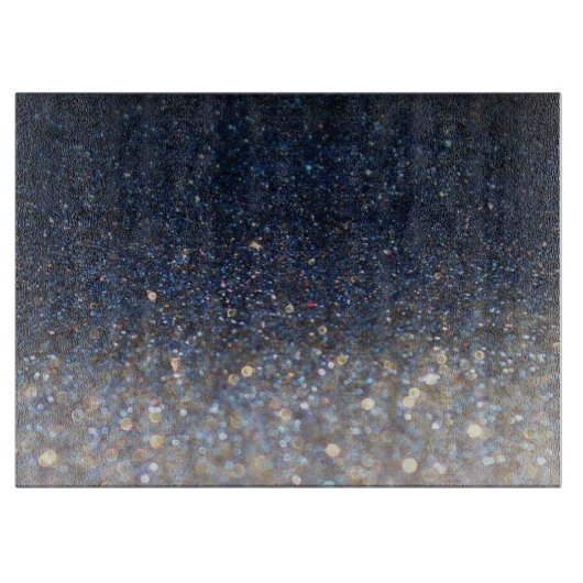 Midnight Blue und Gold Glitzer Cutting Board Schneidebrett (Vorderseite)