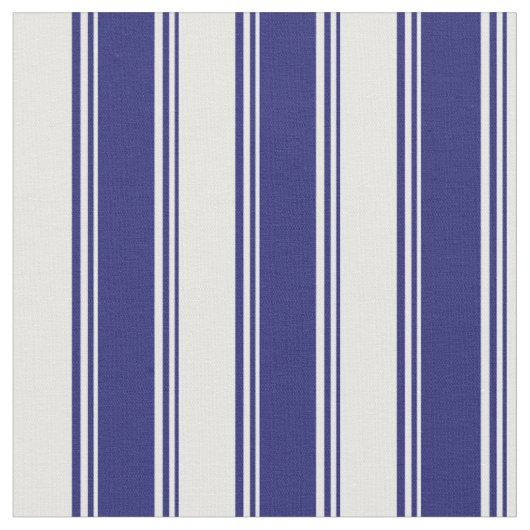 Midnight Blue und Minze Cream Lines Stoff (Nahaufnahme)