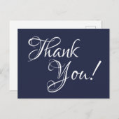 Midnight Blue und White Calligraphy Vielen Dank Postkarte (Vorne/Hinten)