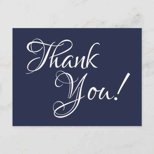 Midnight Blue und White Calligraphy Vielen Dank Postkarte (Vorderseite)