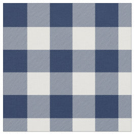 Midnight Blue und White Gingham Kariert Stoff