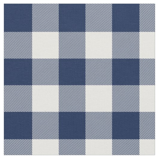 Midnight Blue und White Gingham Kariert Stoff (Nahaufnahme)