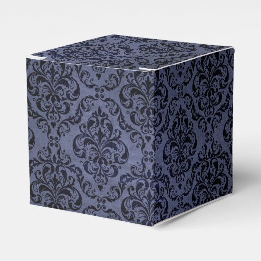 Midnight Blue Vintag Grunge Damask Geschenkschachtel (Vorderseite)