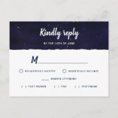 Midnight Blue Watercolor Galaxy Wedding RSVP Einladungspostkarte (Vorderseite)