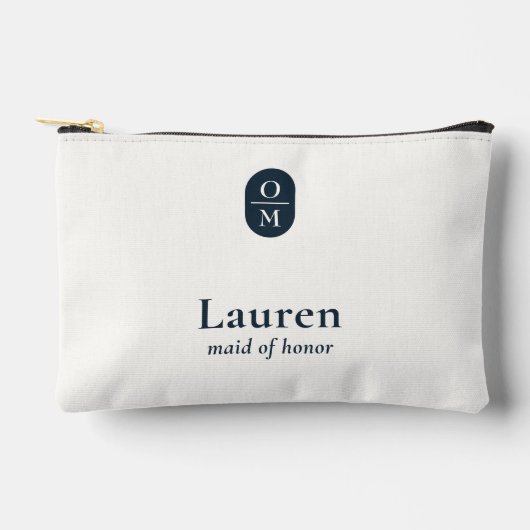 Midnight Blue | Wedding Monogram Bridesmaid Gift  Zubehörtasche (Vorderseite)