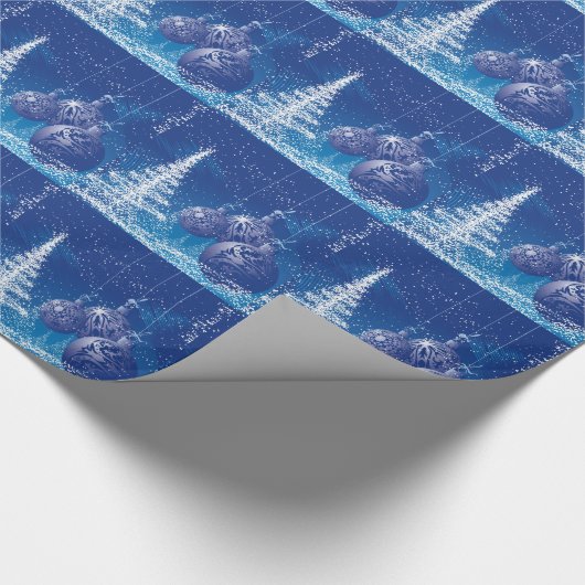 Midnight Blue Weihnachten Insassen White Trees Geschenkpapier (Ecke)
