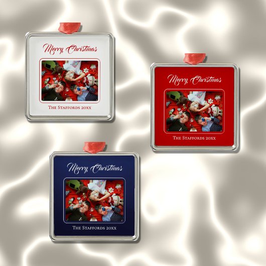 Midnight-Blue-Weihnachts-Foto-Ornament Ornament Aus Metall