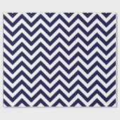 Midnight Blue White XL Zickzack ZigZag Muster Geschenkpapier (Flach)