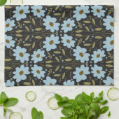 Midnight Bluebell Garden | Elegant Dark Floral Geschirrtuch (Gefaltet)