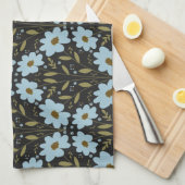 Midnight Bluebell Garden | Elegant Dark Floral Geschirrtuch (Viertel Falte)