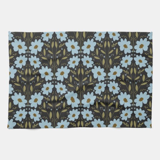 Midnight Bluebell Garden | Elegant Dark Floral Geschirrtuch (Horizontal)