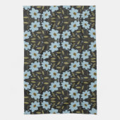 Midnight Bluebell Garden | Elegant Dark Floral Geschirrtuch (Vertikal)