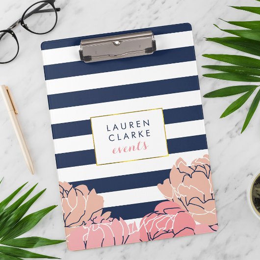 Midnight Blush Peony Clipboard Klemmbrett